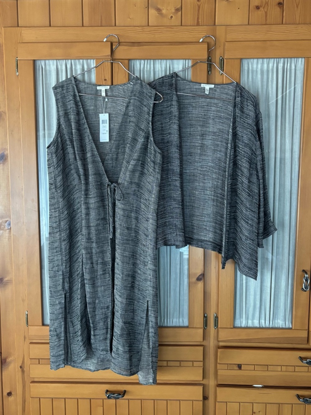 NWT Eileen Fisher Linen Gauze Strata Wrap Top and Cardigan